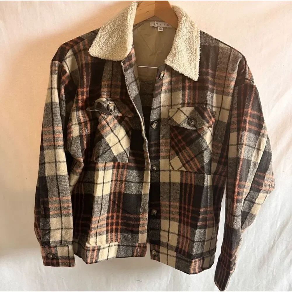 Flannel Brown Plaid Jacket - Picture 4 of 7